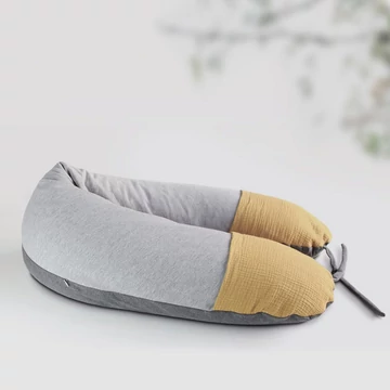 Szoptató Párna 3in1 - Szürke/Mustár minta